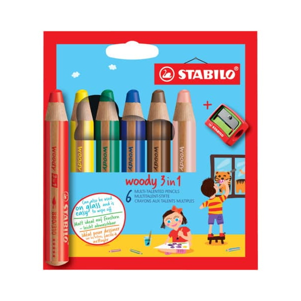 4006381573443 - STABILO Duo Buntstift woody 3 in 1 duo zweifarbige Mine 5er Pack inkl Spitzer