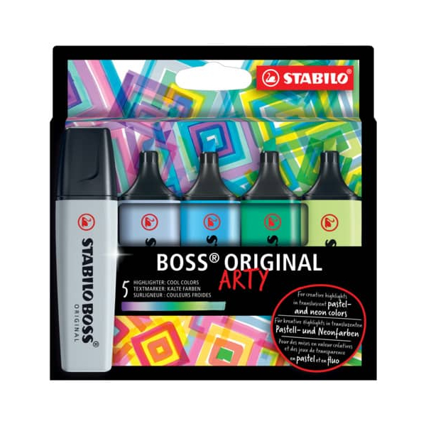 4006381577755 - Textmarker BOSS ORIGINAL 70 5-02-2-20 Etui 5-farbig sortiert 2-5mm Keilspitze 4006381577755 5 Stück