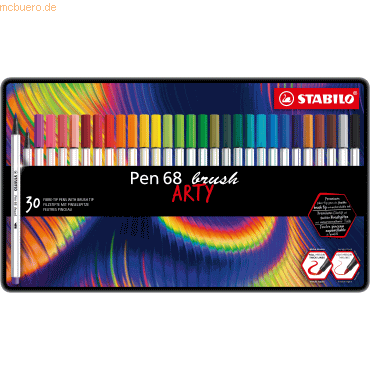 4006381578110 - STABILO Pen 68 ARTY metal tin of 30 brush pens