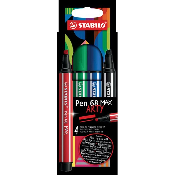 4006381589994 - Pen 68 MAX 4er Etui ARTY Filzstift Pen 68 MAX mit Keilspitze 4006381589994 STABILO 4 Stück