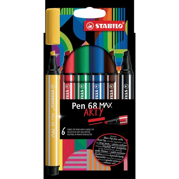 4006381590006 - Pen 68 MAX 6er Etui ARTY Filzstift Pen 68 MAX mit Keilspitze 4006381590006 STABILO 6 Stück