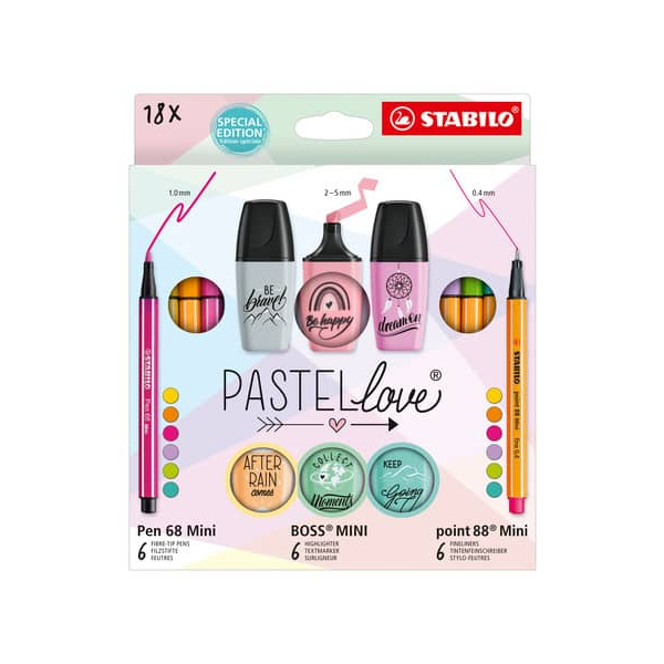 4006381590365 - Schreibset 18-tlg Mini World Pastellove 4006381590365 STABILO 18 Stück