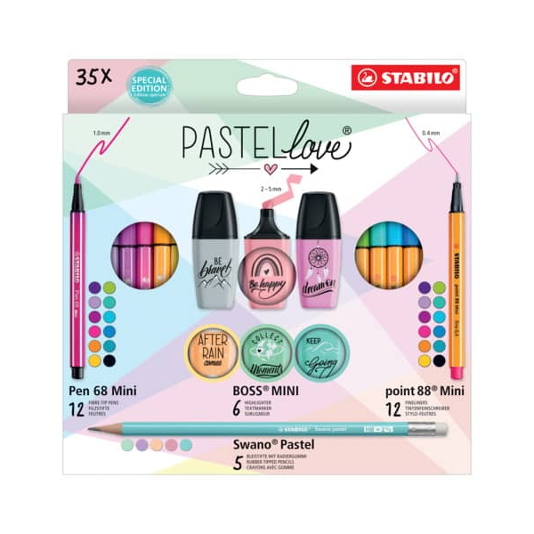 4006381590372 - Schreibset 35-tlg Mini World Pastellove 4006381590372 STABILO 35 Stück