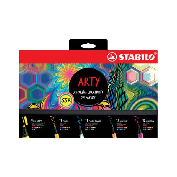 4006381590488 - STABILO ARTY Creative Set 55er Pack Fineliner Filzschreiber Premium-Filzstifte Premium-Filzstifte mit dicker Keilspitze & Premium-Filzstift mit f 4006381590488 - STABILO ARTY Creative Set 55er Pack Fineliner Filzschreiber Premium-Filzstifte Premium-Filzstifte mit dicker Keilspitze & Premium-Filzstift mit f