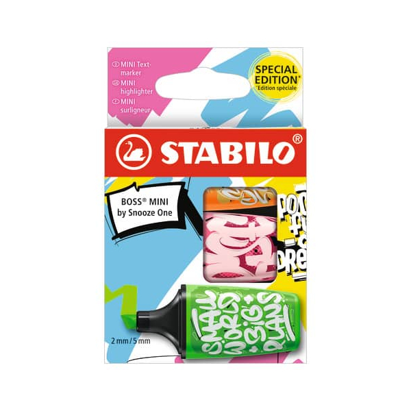 4006381592246 - Textmarker STABILO BOSS MINI by Snooze One 07 03-71 Etui farbig sortiert 2-5mm Keilspitze 4006381592246 Stabilo