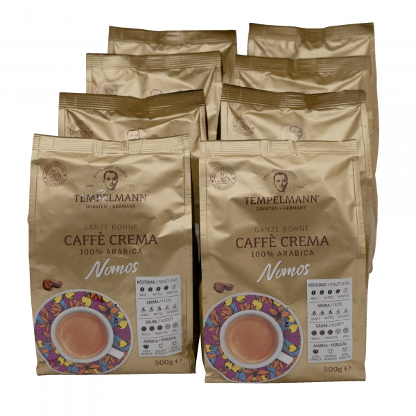 4006406210100 - TEMPELMANN Kaffee Nomos Caffé Crema 120246 ganze Bohne 8x500g   4006406210100 Kaffeerösterei Hubert Tem