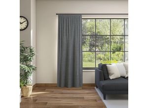 4006470492037 - Vorhang NEUTEX FOR YOU Inuit Gardinen Gr 245 cm Kräuselband 145 cm grau (asphalt) Kräuselband Uni mit Samtoptik