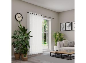 4006470500510 - Vorhang NEUTEX FOR YOU Kiss weiß (wollweiß) B142cm H215cm Jacquard Polyester Gardinen Ösenschal mit Metallösen Breite 142 cm nach Maß