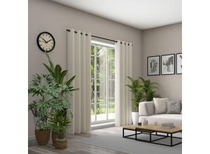4006470510205 - Vorhang NEUTEX FOR YOU Linessa beige Gardinen 295cm Ösen 137cm Polyester Ösenschal mit Metallösen Breite 137 cm nach Maß B137cm H295cm