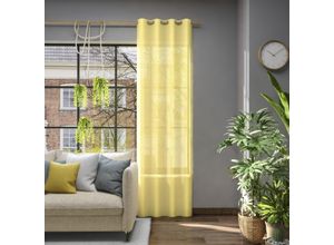 4006470521102 - Vorhang NEUTEX FOR YOU Libre-ECO gelb Gardinen 240cm Ösen 142cm Polyester Nachhaltig Breite 142 cm nach Maß B142cm H240cm