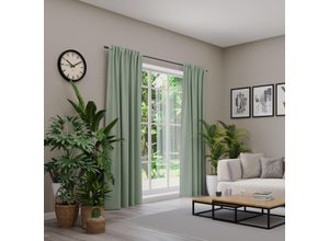 4006470534065 - Vorhang NEUTEX FOR YOU BELMONDO Gardinen Gr 295cm Multifunktionsband 138cm grün (salbeigrün) Uni mit samtiger Oberfläche nach Maß