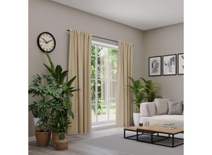 4006470535383 - Vorhang NEUTEX FOR YOU BELMONDO beige (leinen) B138cm H240cm Polyester Gardinen Uni mit samtiger Oberfläche nach Maß
