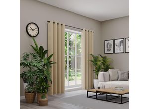 4006470539572 - Vorhang NEUTEX FOR YOU BELMONDO beige (leinen) B138cm H160cm Polyester Gardinen Uni mit samtiger Oberfläche nach Maß