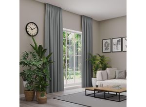 4006470542893 - Verdunkelungsvorhang NEUTEX FOR YOU INSULA grau (hellgrau) B137cm H245cm Polyester Gardinen Uni-Dimout für starke Verdunklung nach Maß
