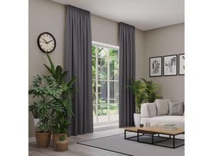 4006470544484 - Vorhang NEUTEX FOR YOU INSULA Gardinen Gr 205cm Multifunktionsband 137cm grau (dunkelgrau) Uni-Dimout für starke Verdunklung
