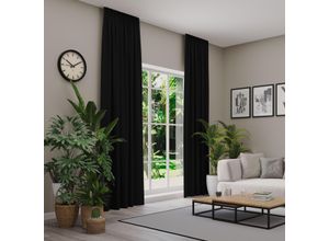 4006470544897 - Verdunkelungsvorhang NEUTEX FOR YOU INSULA schwarz B137cm H230cm Polyester Gardinen Uni-Dimout für starke Verdunklung nach Maß