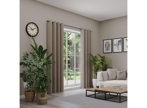 4006470547133 - Vorhang NEUTEX FOR YOU INSULA Nach Maß braun (braungrau) B137cm H150cm Polyester Gardinen Uni-Dimout für starke Verdunklung nach Maß