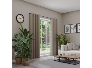 4006470547348 - Verdunkelungsvorhang NEUTEX FOR YOU INSULA braun (braungrau) B137cm H255cm Polyester Gardinen Uni-Dimout für starke Verdunklung nach Maß
