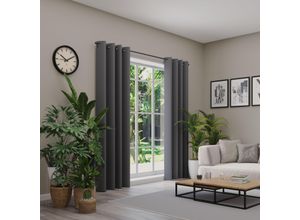 4006470548086 - Verdunkelungsvorhang NEUTEX FOR YOU INSULA grau (dunkelgrau) B137cm H260cm Polyester Gardinen Uni-Dimout für starke Verdunklung nach Maß