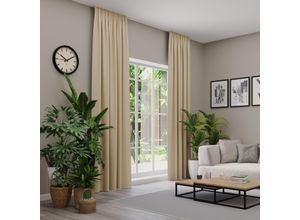 4006470551550 - Vorhang nach Maß NEUTEX FOR YOU VELVETDREAM beige (leinen) B137cm H165cm Jacquard Obermaterial 100% Polyester Gardinen nach Maß Uni Blackout mit samtiger Oberfläche