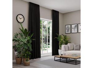 4006470552618 - Vorhang nach Maß NEUTEX FOR YOU VELVETDREAM schwarz B137cm H135cm Jacquard Obermaterial 100% Polyester Gardinen nach Maß Uni Blackout mit samtiger Oberfläche
