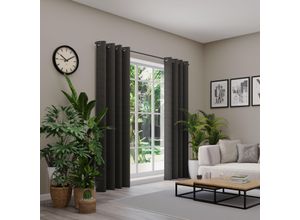 4006470554094 - Vorhang nach Maß NEUTEX FOR YOU VELVETDREAM grau (dunkelgrau) B137cm H155cm Jacquard Obermaterial 100% Polyester Gardinen nach Maß Uni Blackout mit samtiger Oberfläche