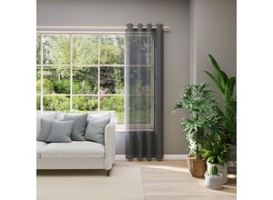 4006470561757 - Vorhang nach Maß NEUTEX FOR YOU EVA grau (dunkelgrau) B850cm H225cm Obermaterial 100% Polyester Gardinen nach Maß Uni-Voile mit elegantem Glanz