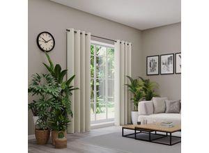4006470584305 - Vorhang nach Maß NEUTEX FOR YOU ARUBA beige B137cm H275cm Jacquard Obermaterial 100% Polyester Gardinen nach Maß Uni Dimout hochwertige Webstruktur