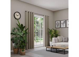 4006470584350 - Vorhang nach Maß NEUTEX FOR YOU ARUBA beige (dunkelbeige) B137cm H120cm Jacquard Obermaterial 100% Polyester Gardinen nach Maß Uni Dimout hochwertige Webstruktur