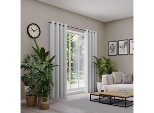 4006470584831 - Vorhang nach Maß NEUTEX FOR YOU ARUBA grau (hellgrau) B137cm H180cm Jacquard Obermaterial 100% Polyester Gardinen nach Maß Uni Dimout hochwertige Webstruktur