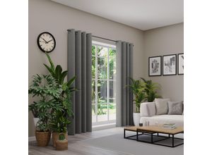 4006470587245 - Vorhang nach Maß NEUTEX FOR YOU ARUBA grau (dunkelgrau) B137cm H135cm Jacquard Obermaterial 100% Polyester Gardinen nach Maß Uni Dimout hochwertige Webstruktur