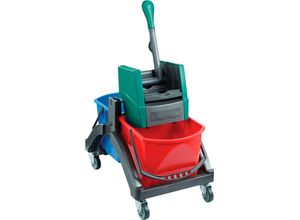 4006501591012 - Putzwagen LEIFHEIT Professional Nasswischwagen Duo bunt (rot blau grün schwarz) B40cm H102cm L60cm Kunststoff Stahl Aluminium Transportwagen