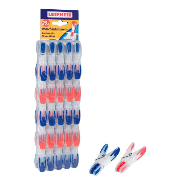 4006501856609 - LEIFHEIT Wäscheklammern blau transparent und rot transparent 25 St