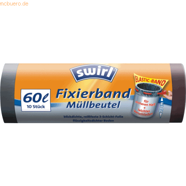 4006508174171 - Müllbeutel 60l mit Fixierband anthrazit VE=10 Stück