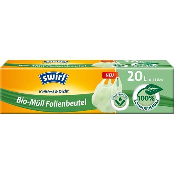 4006508193394 - Bio-Müll-Folienbeutel mit Tragegriff 20 l 6 Stück Mülleimer & Abfallbeutel - Swirl