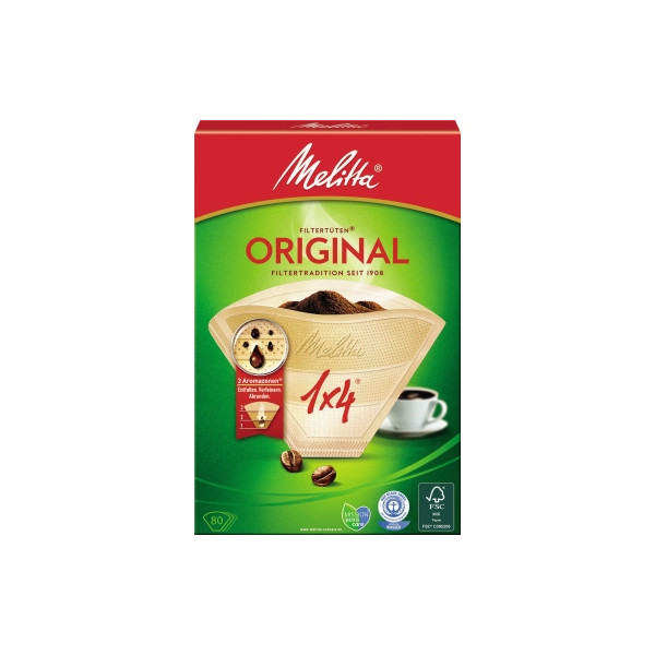 4006508206810 - Melitta® Filtertüten 1x4 80 AROMA naturbraun mit 3 Aromazonen 1 Packung = 80 Stück