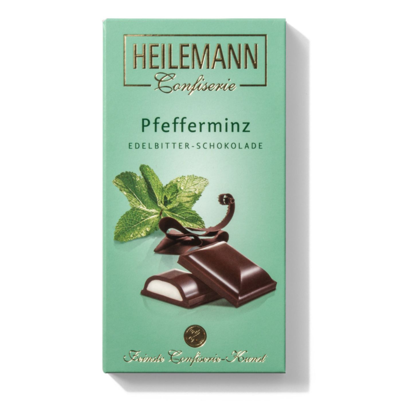 4006574068657 - Zartbitter-Schokolade PFEFFERMINZ mit Alkohol von Heilemann 100g