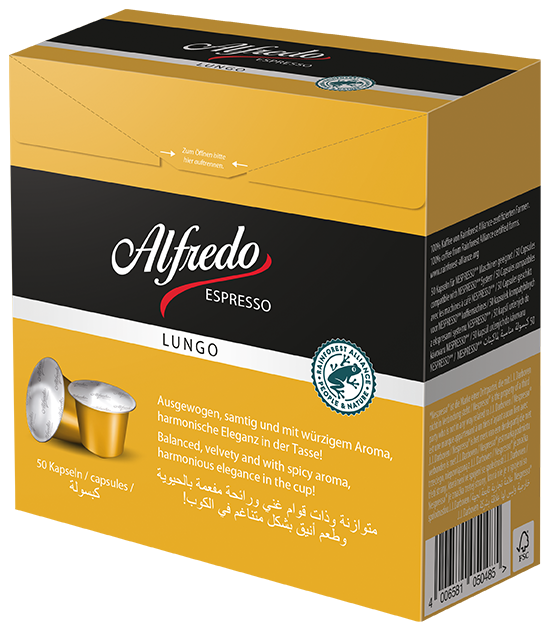 4006581050485 - Kaffeekapseln LUNGO in Alukapseln von Alfredo Espresso 50 Kapseln