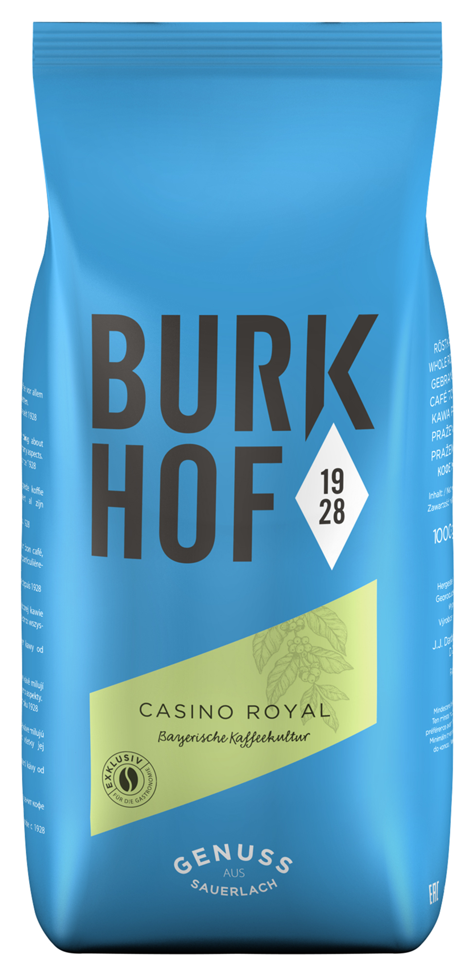 4006581100029 - Kaffee GENUSSRÖSTUNG Casino Royal von Burkhof 1000g Bohnen (MHD 30112024)