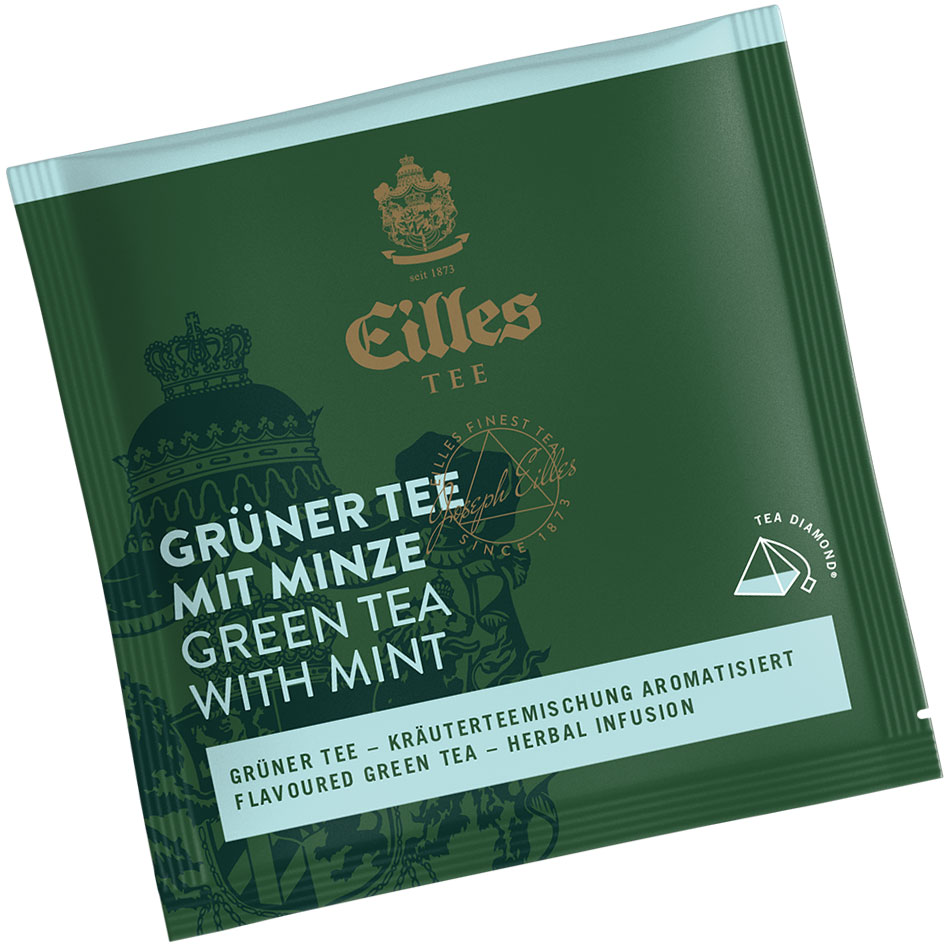 4006581441627 - Pyramidenbeutel TEA DIAMONDS Grüner Tee mit Minze von Eilles 50 Stück einzelverpackt