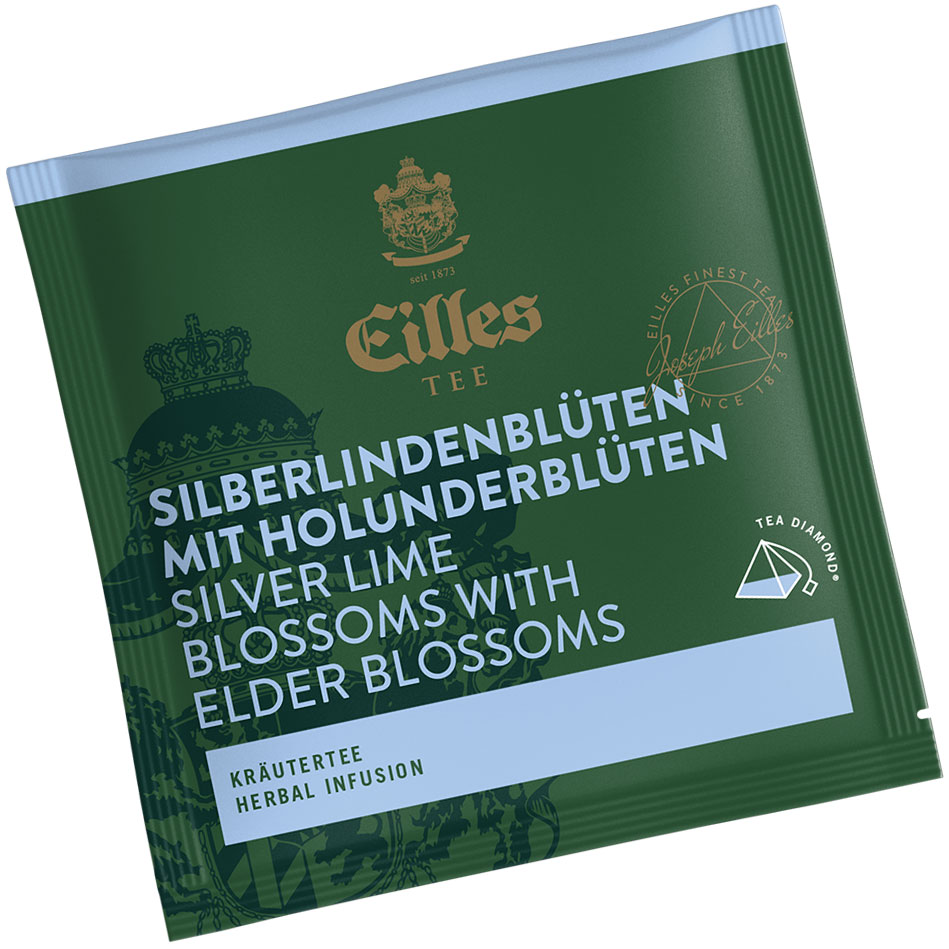 4006581441696 - Pyramidenbeutel TEA DIAMONDS Silberlindenblüten mit Holunderblüten von Eilles 50 Stück einzelverpackt