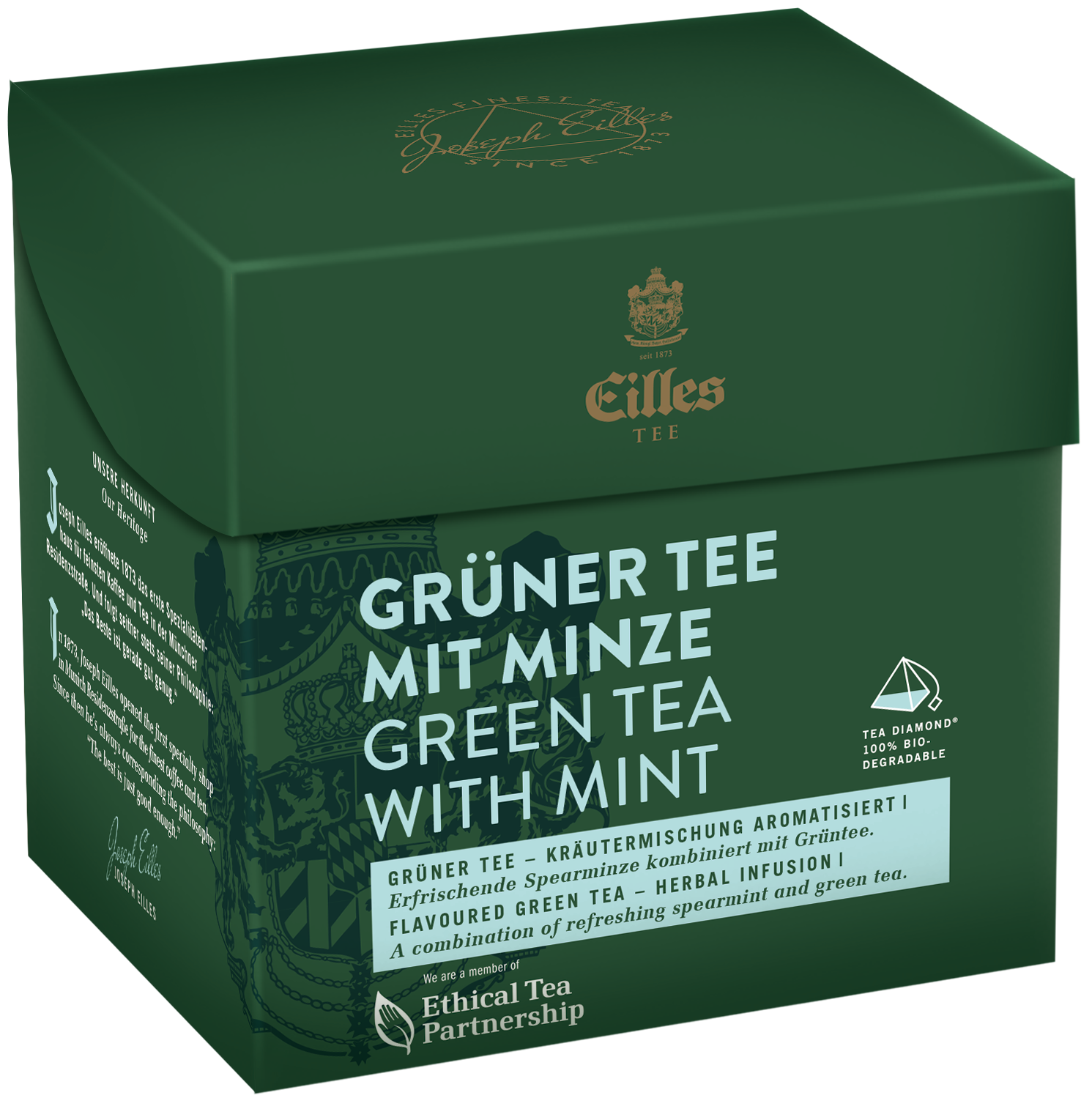 4006581644202 - EILLES TEE Tea Diamond GRÜNER TEE MIT MINZE im Pyramidenbeutel 10x20er Box 4006581644202 - EILLES TEE Tea Diamond GRÜNER TEE MIT MINZE im Pyramidenbeutel 10x20er Box