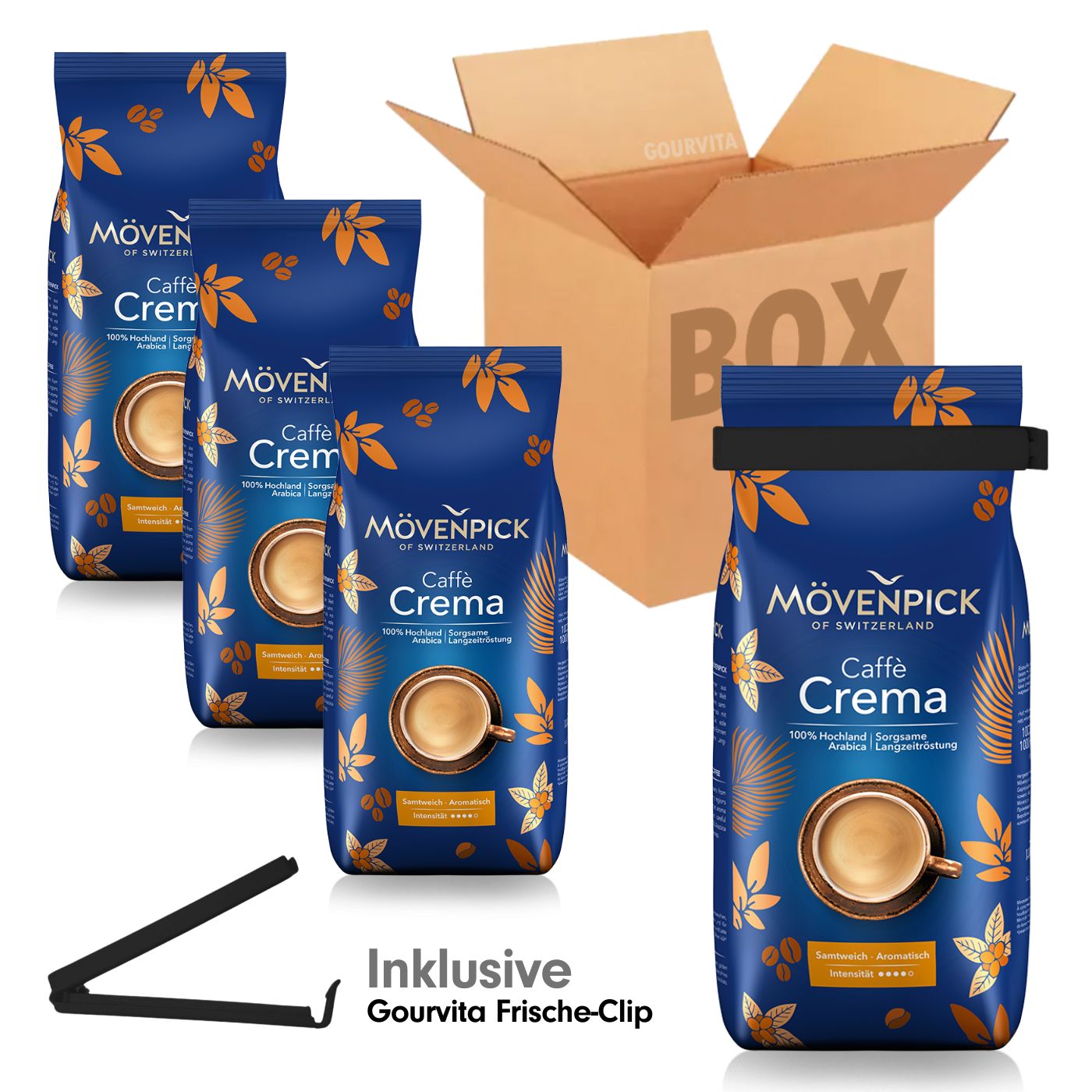 4006581801391 - SPARBOX Caffè Crema + gratis Gourvita  Frische-Clip 4x1000g Bohnen