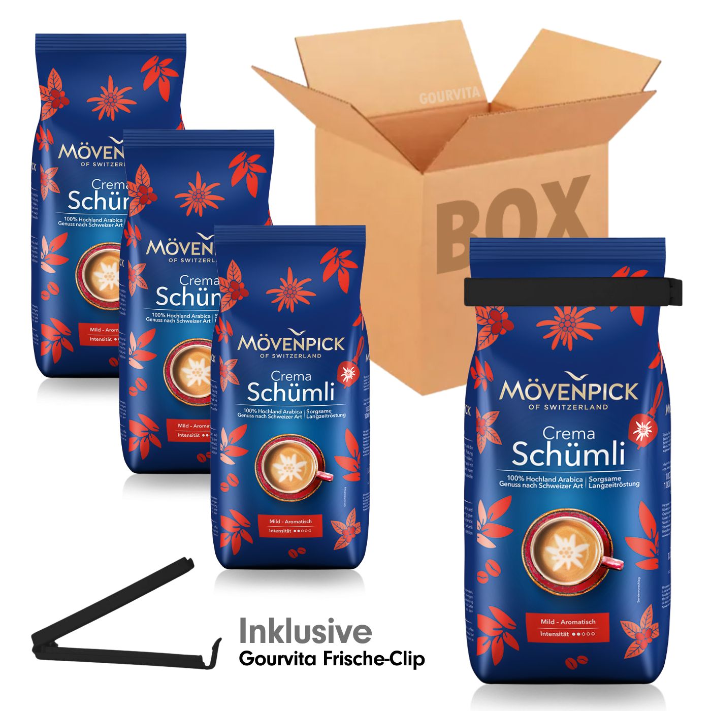 4006581804415 - SPARBOX Crema Schümli + gratis Gourvita  Frische-Clip 4x1000g Bohnen