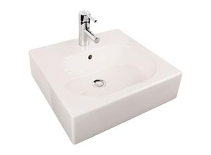 4006596049993 - Waschtisch-Set Vienta 50 cm eckiges Waschbecken in weiß Waschtisch 50 x 46 cm zur Wandmontage mit Grohe Waschtischarmatur Röhrengeruchsverschluss