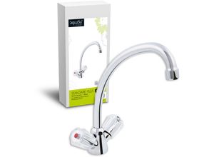 4006596062893 - Aquasu - Zweigriffmischer Standard Plus für Küchenspüle Schwenkbarer HU-Auslauf Höhe 26 cm Auslaufhöhe 213 Chrom Wasserhahn Küche mit