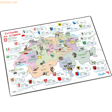 4006677453442 - Schreibunterlage 40x53cm Motiv Landkarte Schweiz