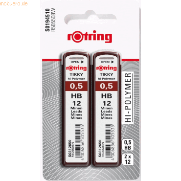 4006856015416 - rOtring Hochpolymer-Ersatzminen für Druckbleistifte | 5 mm | HB | 2 x 12 Minen 4006856015416 - rOtring Hochpolymer-Ersatzminen für Druckbleistifte | 5 mm | HB | 2 x 12 Minen