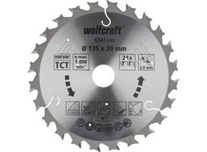 4006885634107 - Kreissägeblatt ø 135 mm Bohrung ø 20 mm Hartmetall Sägeblatt - Wolfcraft