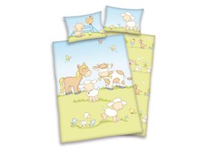 4006891867551 - Kinder-Wendebettwäsche Jana Farmtiere Linon 100 x 135 + 40 x 60 cm mehrfarbig